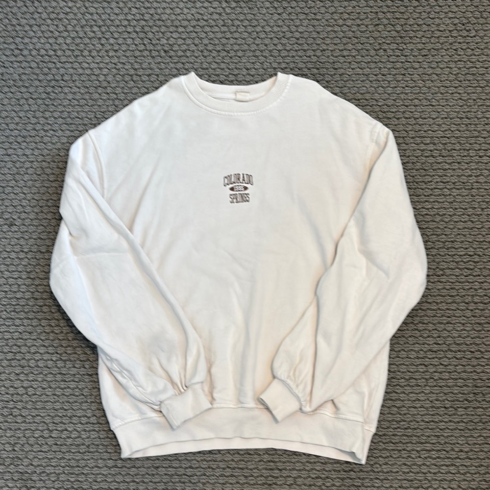 Urban Outfitters Cream Crew Neck Sweater with Ribbed Details